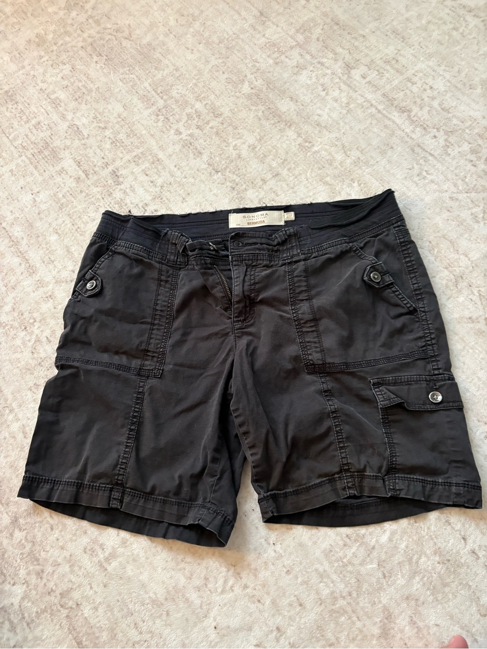 Sonoma Black Cargo Shorts with Button-Flap Pockets